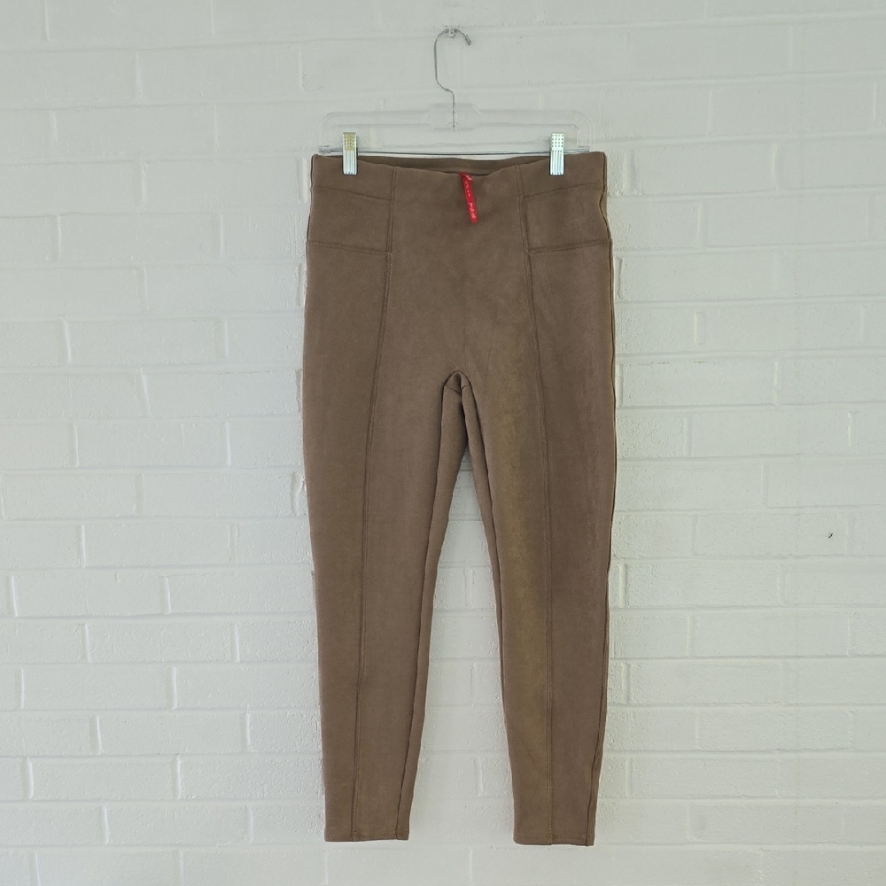 Spanx Faux Suede Stretch Leggings  Womens Size Large Mid-Rise